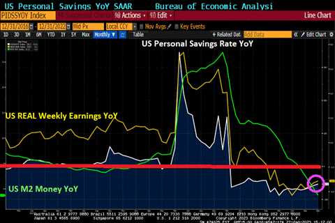 Personal Savings Down 53.5% YoY And Real Weekly Earnings Negative For 21 Straight Weeks